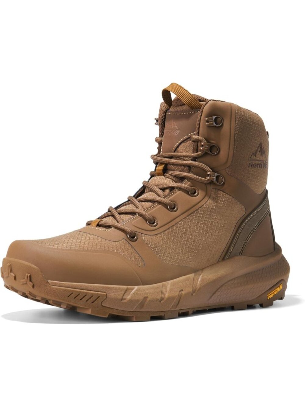 Men's Brown Nylon Tactical Military Boots Side Zipper Work Combat Shoes